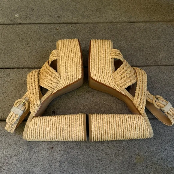 Castaner Sandalo in Rafia Adriana Size 38 Chunky Heel Sandals‎ Made In Spain - Picture 11 of 16